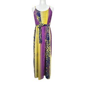 Charlie Jade Maxi Dress Small Purple Yellow Chiffon Animal Print Partyโ Event